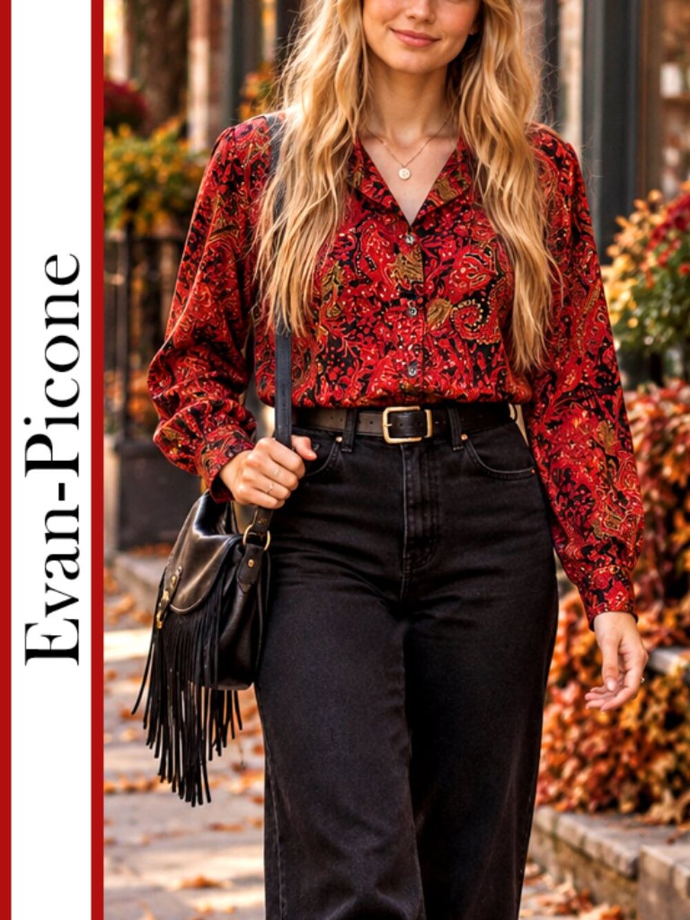 Evan-Picone | Vintage Paisley Print 100% Silk Blouse